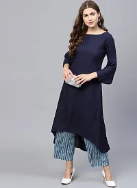 Blue  Crepe  Kurta For Women's-thumb1