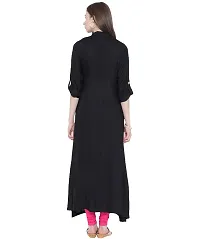 Elegant Black Solid Crepe Women Asymmetrical Centre Slit Kurti-thumb1