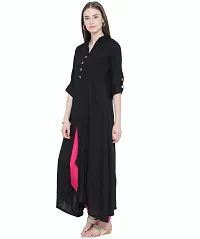 Elegant Black Solid Crepe Women Asymmetrical Centre Slit Kurti-thumb2