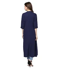 Women's Solid  Blue Rayon Kurta-thumb1