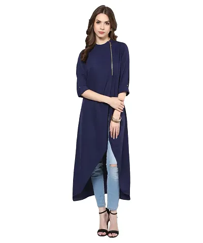 Reliable Solid Crepe Women A-Line Kurti