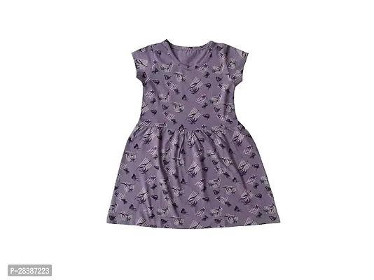 Stylish Purple Cotton Frocks For Kids Girls-thumb0