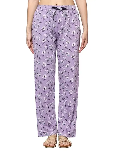 SeLSIa Trendy Women Womens 100% Cotton Loungwear Pyjama Pants-Packs of 3 Purple Color