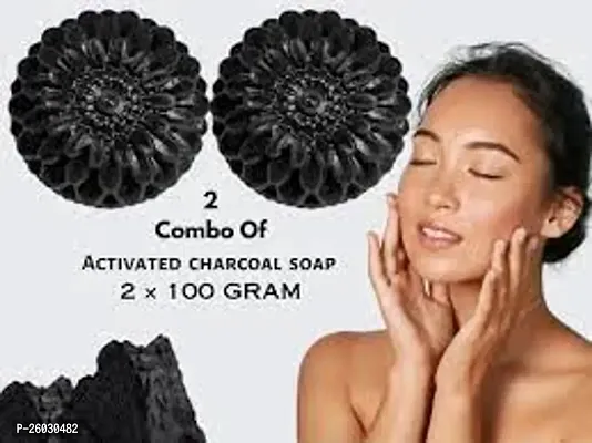 Premium Activated Charcoal Soap  Rose Water Soap Combo Pack -2 Soap of 100 gms(200 gms)  (2 x 100 g)