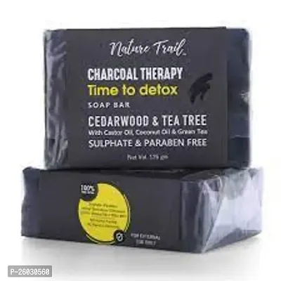 ACTIVATED CHARCOAL HANDMADE BATHING SHOP for for skin whitening, Tan Removal, Treat Oily Skin and Deep Cleansing COMBO PACK OF 2 (2x100gm) | CHEMICAL FREE SOAP Bath Scrubs  Soaps-thumb0