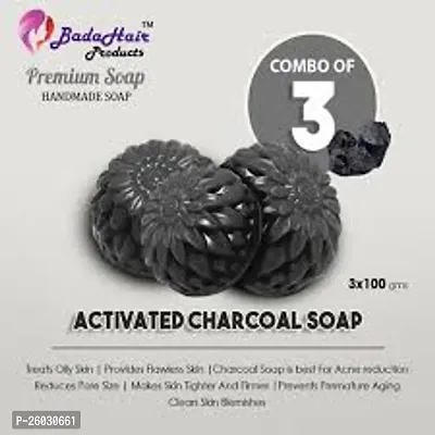 HandMade Activated Charcoal Soap 100% Natural, Removes Blackheads  Dead Skin, Brightens dull skin  Combo Pack For Naturally Beautiful Charcoal bathing Soap (100 Gm) pack of 3