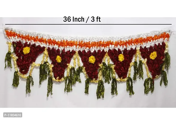Ecommall Toran for Door Entrance Flower Bandarwal for Mandir Latest Design Traditional Wall Hanging Main Door Entrance Welcome Home, Temple, Office Diwali Decoration - 36 Inch/3 Feet Length-thumb4
