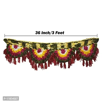 Ecommall Toran for Entrance Door Flower Latest Design Bandarwal Traditional Wall Hanging Main Door Welcome Home, Temple, Office Diwali Decoration - 36 Inch/3 Feet Length-thumb4