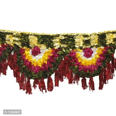 Ecommall Toran for Entrance Door Flower Latest Design Bandarwal Traditional Wall Hanging Main Door Welcome Home, Temple, Office Diwali Decoration - 36 Inch/3 Feet Length-thumb2
