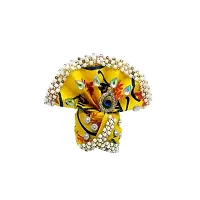 commall Laddu Gopal Pagdi Size 4 Number Accessories Designer Pagri Mukut Shringar Set Crown for Ladoo Gopal, Kanha Ji Mukut Pagadi Combo (Set of 3)-thumb1