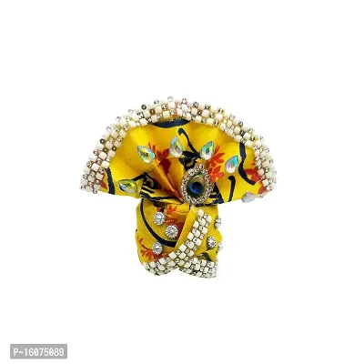 commall Laddu Gopal Pagdi Size 4 Number Accessories Designer Pagri Mukut Shringar Set Crown for Ladoo Gopal, Kanha Ji Mukut Pagadi Combo (Set of 3)-thumb2