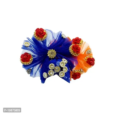 commall Laddu Gopal Pagdi Size 4 Number Accessories Designer Pagri Mukut Shringar Set Crown for Ladoo Gopal, Kanha Ji Mukut Pagadi Combo (Set of 3)-thumb3