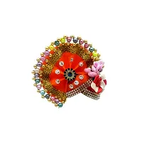 commall Laddu Gopal Pagdi Size 4 Number Accessories Designer Pagri Mukut Shringar Set Crown for Ladoo Gopal, Kanha Ji Mukut Pagadi Combo (Set of 3)-thumb3