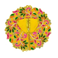 Ecommall Laddu Gopal Dress Size 0 with Pagdi Accessories Poshak, Mukut, Mala, Bansuri Combo Set for Janmashtami, Rakhi  Diwali Heavy Fancy Dress Size: Diameter: 4 Inch (Pack of 4)-thumb2