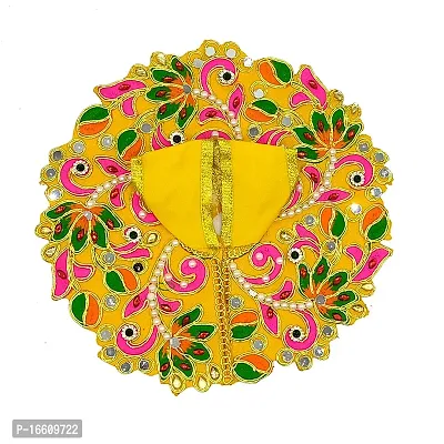 Ecommall Laddu Gopal Dress Size 0 with Pagdi Accessories Poshak, Mukut, Mala, Bansuri Combo Set for Janmashtami, Rakhi  Diwali Heavy Fancy Dress Size: Diameter: 4 Inch (Pack of 4)-thumb3