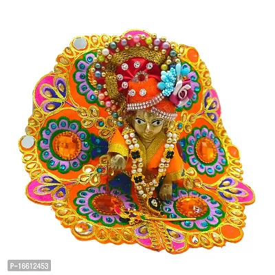 Ecommall Laddu Gopal Dress Size 1 with Pagdi Accessories Poshak, Mukut, Mala, Bansuri Combo Set for Janmashtami, Rakhi  Diwali Heavy Fancy Dress Size: Diameter: 5 Inch (Pack of 4)