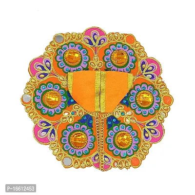 Ecommall Laddu Gopal Dress Size 1 with Pagdi Accessories Poshak, Mukut, Mala, Bansuri Combo Set for Janmashtami, Rakhi  Diwali Heavy Fancy Dress Size: Diameter: 5 Inch (Pack of 4)-thumb2