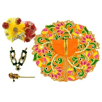 Ecommall Laddu Gopal Dress Size 2 no with Pagdi Accessories Poshak, Mukut, Mala, Bansuri Combo Set for Janmashtami, Rakhi  Diwali Heavy Fancy Dress Size: Diameter: 6 Inch (Pack of 4)-thumb2