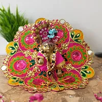 Ecommall Laddu Gopal Dress Size 2 no with Pagdi Accessories Poshak, Mukut, Mala, Bansuri Combo Set for Janmashtami, Rakhi  Diwali Heavy Fancy Dress Size: Diameter: 6 Inch (Pack of 4)-thumb1