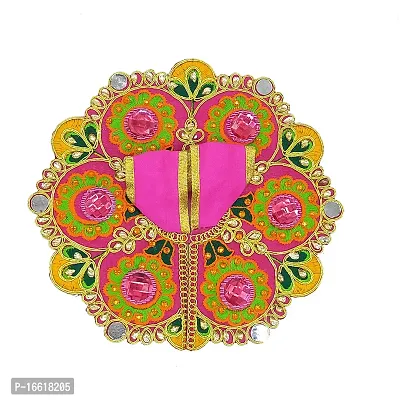 Ecommall Laddu Gopal Dress Size 2 no with Pagdi Accessories Poshak, Mukut, Mala, Bansuri Combo Set for Janmashtami, Rakhi  Diwali Heavy Fancy Dress Size: Diameter: 6 Inch (Pack of 4)-thumb3