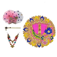 Ecommall Laddu Gopal Dress Size 2 no with Pagdi, Mala, Bansuri Combo Accessories Set Fancy Poshak-thumb1