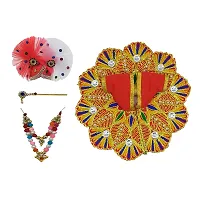 Ecommall Laddu Gopal Dress Size 2 no with Pagdi, Mala, Bansuri Combo Accessories Set Fancy Khana ji, Krishna Poshak-thumb2