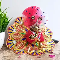 Ecommall Laddu Gopal Dress Size 2 no with Pagdi, Mala, Bansuri Combo Accessories Set Fancy Khana ji, Krishna Poshak-thumb3