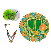 Ecommall Laddu Gopal Dress Size 4 no with Pagdi, Mala, Bansuri Combo Accessories Set Fancy Khana ji, Krishna Poshak-thumb3