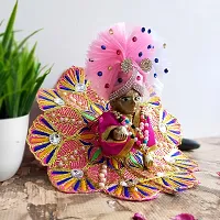 Ecommall Laddu Gopal Dress Size 4 no with Pagdi, Mala, Bansuri Combo Accessories Set Fancy Khana ji, Krishna Poshak-thumb4