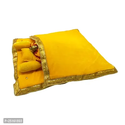 Ecommall Laddu Gopal Bed with Blanket Size 4, 5, 6, 7, 8 no. Velvet Rajai Bister Winter Bed Set-thumb3