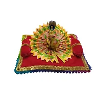 Laddu Gopal Asan/Blanket Takiya Aasan Set God Idol Cushion/Gadda Bed Cum Asan Set for Ganesh ji, Mata Rani ji, Saibaba Asan Size ndash; 9 * 6 Inches-thumb2