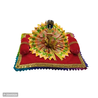 Laddu Gopal Asan/Blanket Takiya Aasan Set God Idol Cushion/Gadda Bed Cum Asan Set for Ganesh ji, Mata Rani ji, Saibaba Asan Size ndash; 9 * 6 Inches-thumb3