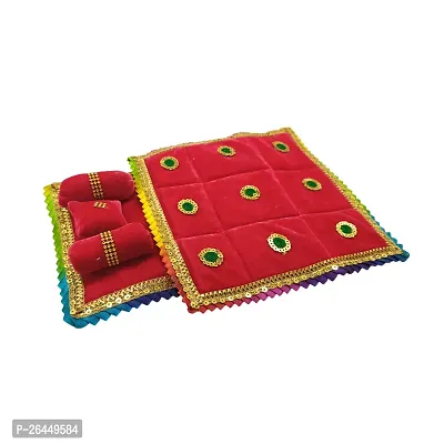 Laddu Gopal Asan/Blanket Takiya Aasan Set God Idol Cushion/Gadda Bed Cum Asan Set for Ganesh ji, Mata Rani ji, Saibaba Asan Size ndash; 9 * 6 Inches-thumb5