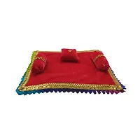 Laddu Gopal Asan/Blanket Takiya Aasan Set God Idol Cushion/Gadda Bed Cum Asan Set for Ganesh ji, Mata Rani ji, Saibaba Asan Size ndash; 9 * 6 Inches-thumb3