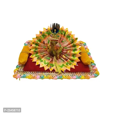 Ecommall Laddu Gopal Asan/Blanket Takiya Aasan Set God Idol Cushion/Gadda Bed Cum  Velvet Asan Set for Ganesh ji, Mata Rani ji, Saibaba Asan Size ndash; 9 * 6 Inches-thumb3