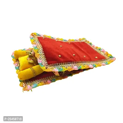 Ecommall Laddu Gopal Asan/Blanket Takiya Aasan Set God Idol Cushion/Gadda Bed Cum  Velvet Asan Set for Ganesh ji, Mata Rani ji, Saibaba Asan Size ndash; 9 * 6 Inches-thumb4