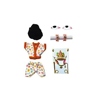 Ecommall Laddu Gopal Cotton Summer Dress Size 4 no Combo Set for Krishna Accessories Poshak Combo Set-thumb1