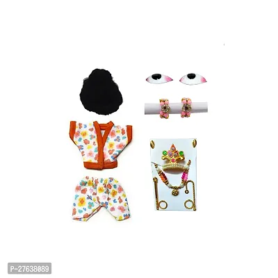 Ecommall Laddu Gopal Cotton Summer Dress Size 4 no Combo Set for Krishna Accessories Poshak Combo Set-thumb2