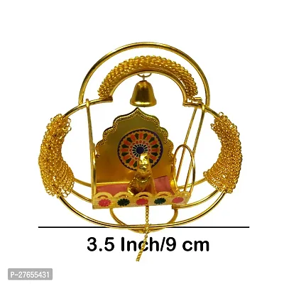 Ecommall Small Laddu Gopal with Jhula Metal Jhula with Mini Laddu Gopal Statue for Pooja, Home-Office, Car Dashboard Decoration (3.5 Inch)-thumb2