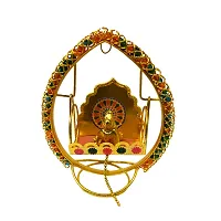 Ecommall Small Laddu Gopal with Jhula Metal Jhula with Mini Laddu Gopal Statue for Pooja, Home-Office, Car Dashboard Decoration (3.5 Inch)-thumb2