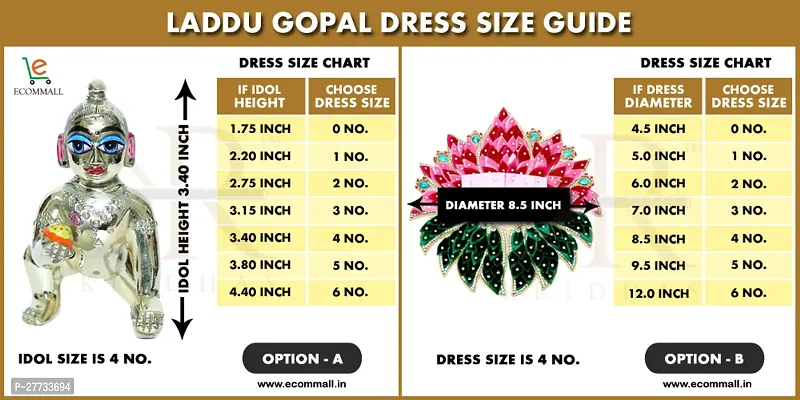 Ecommall Laddu Gopal Dress Size 2 Cotton Summer Clothes Combo Set of 4-thumb3