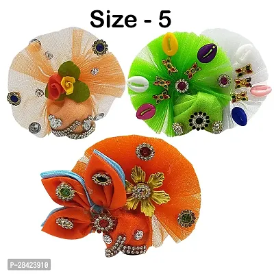 Laddu Gopal Mukut Size 5 No Accessories Set Designer Pagdi /Pagri Shringar for Krishna (Set of 3)