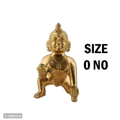 Ecommall Laddu Gopal Idol Size 0 Brass Statue Khana ji Murti Pital God Krishna Thakur ji Decorative Showpiece-thumb0