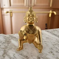 Ecommall Laddu Gopal Idol Size 0 Brass Statue Khana ji Murti Pital God Krishna Thakur ji Decorative Showpiece-thumb2