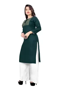 SHREE RAMDEV SILK MILLS Women's Relaxed Rayon Regular Woven Round Neck Kurta-thumb1