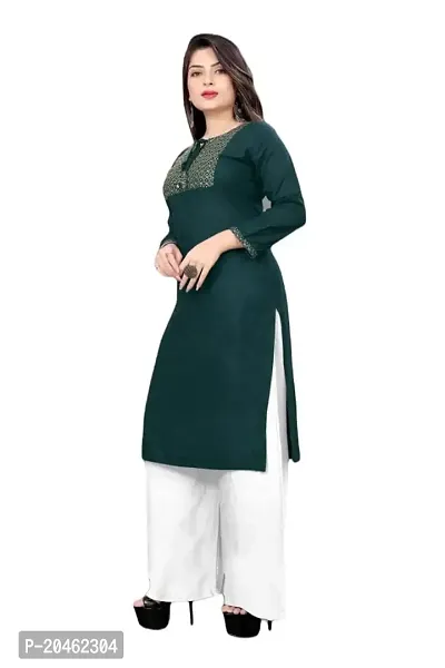 SHREE RAMDEV SILK MILLS Women's Relaxed Rayon Regular Woven Round Neck Kurta-thumb2