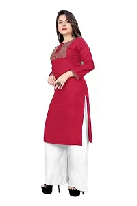 SHREE RAMDEV SILK MILLS Women's Relaxed Rayon Regular Woven Round Neck Kurta-thumb2