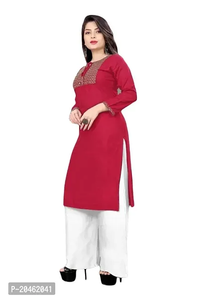 SHREE RAMDEV SILK MILLS Women's Relaxed Rayon Regular Woven Round Neck Kurta-thumb3