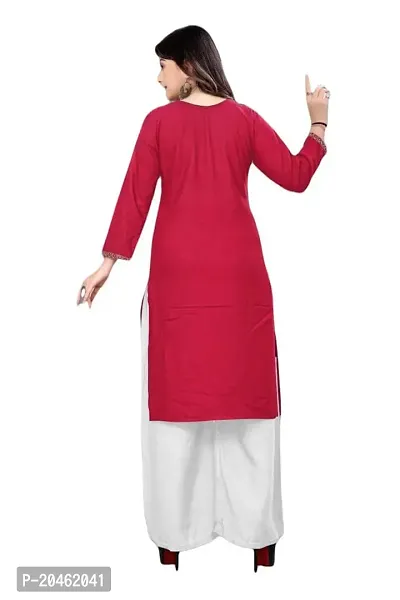 SHREE RAMDEV SILK MILLS Women's Relaxed Rayon Regular Woven Round Neck Kurta-thumb2