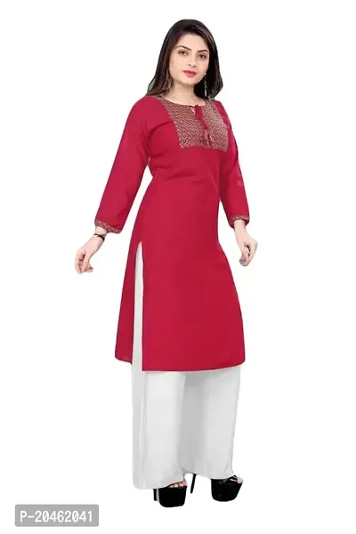 SHREE RAMDEV SILK MILLS Women's Relaxed Rayon Regular Woven Round Neck Kurta-thumb0